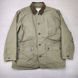 Orvis Field Jacket Men's XL Green Canvas Chore Barn Coat Quilted Lined Utility